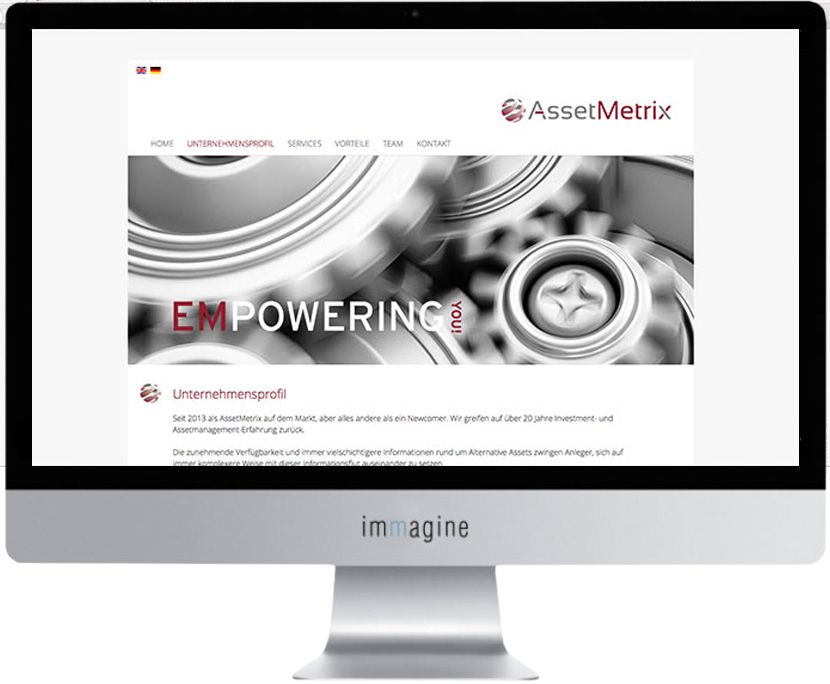 Website für Asset Metrix - Immagine Webagentur München