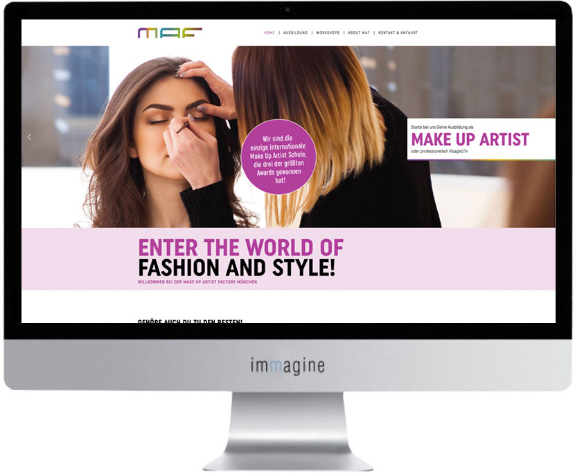 Website für die Make Up Artist Factory