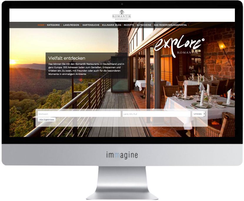 Website für Romantik Restaurants - Immagine Werbeagentur München